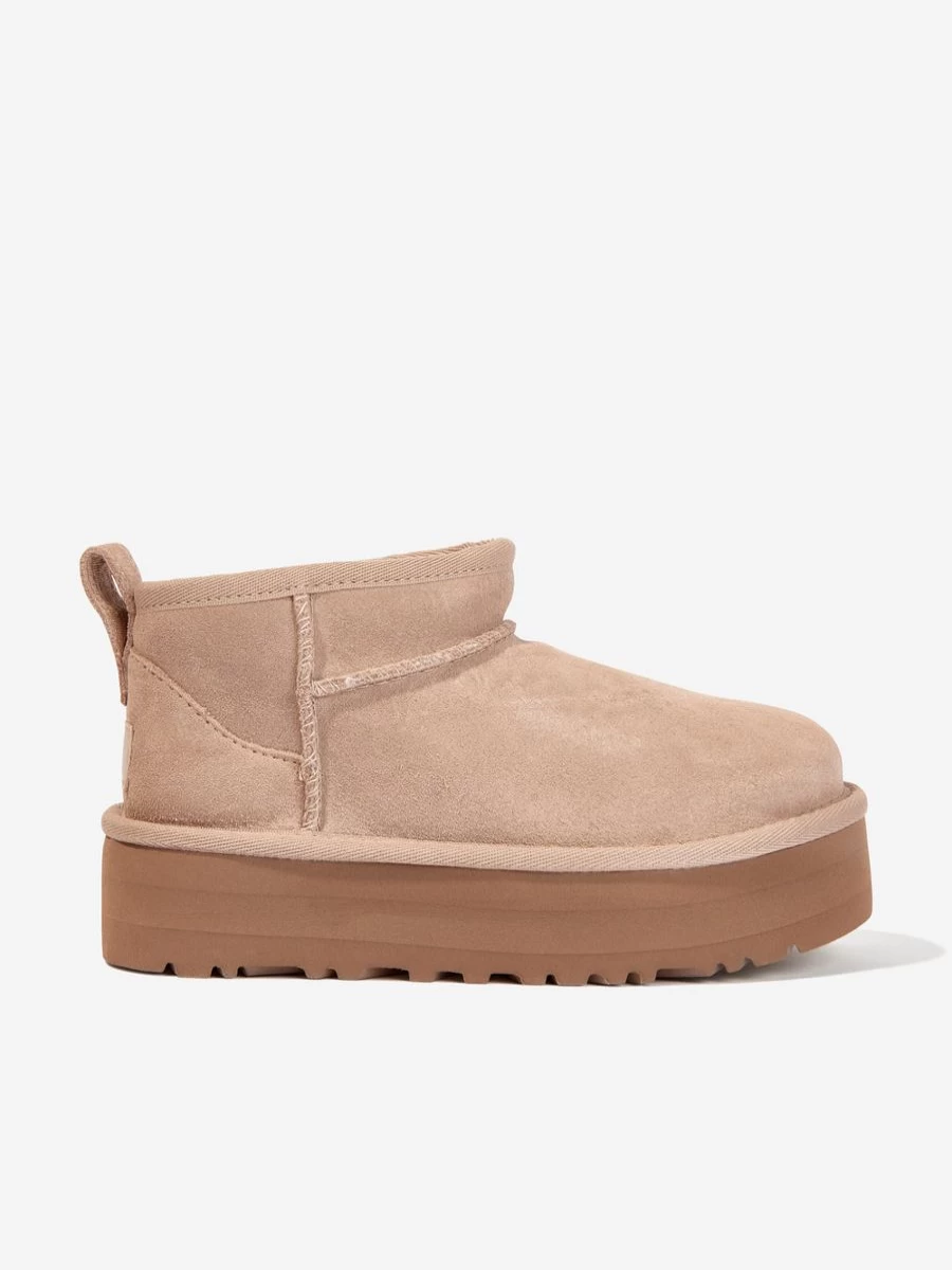 UGG Girls' Beige Classic Ultra Mini Platform Boots for Kids
