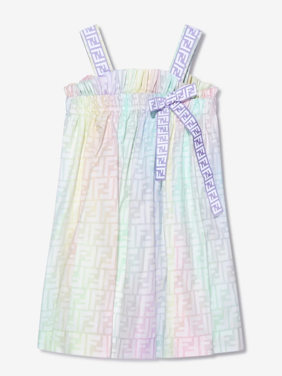Fendi Kids Teen Girls Multicolored Sleeveless Metaverse Party Dress
