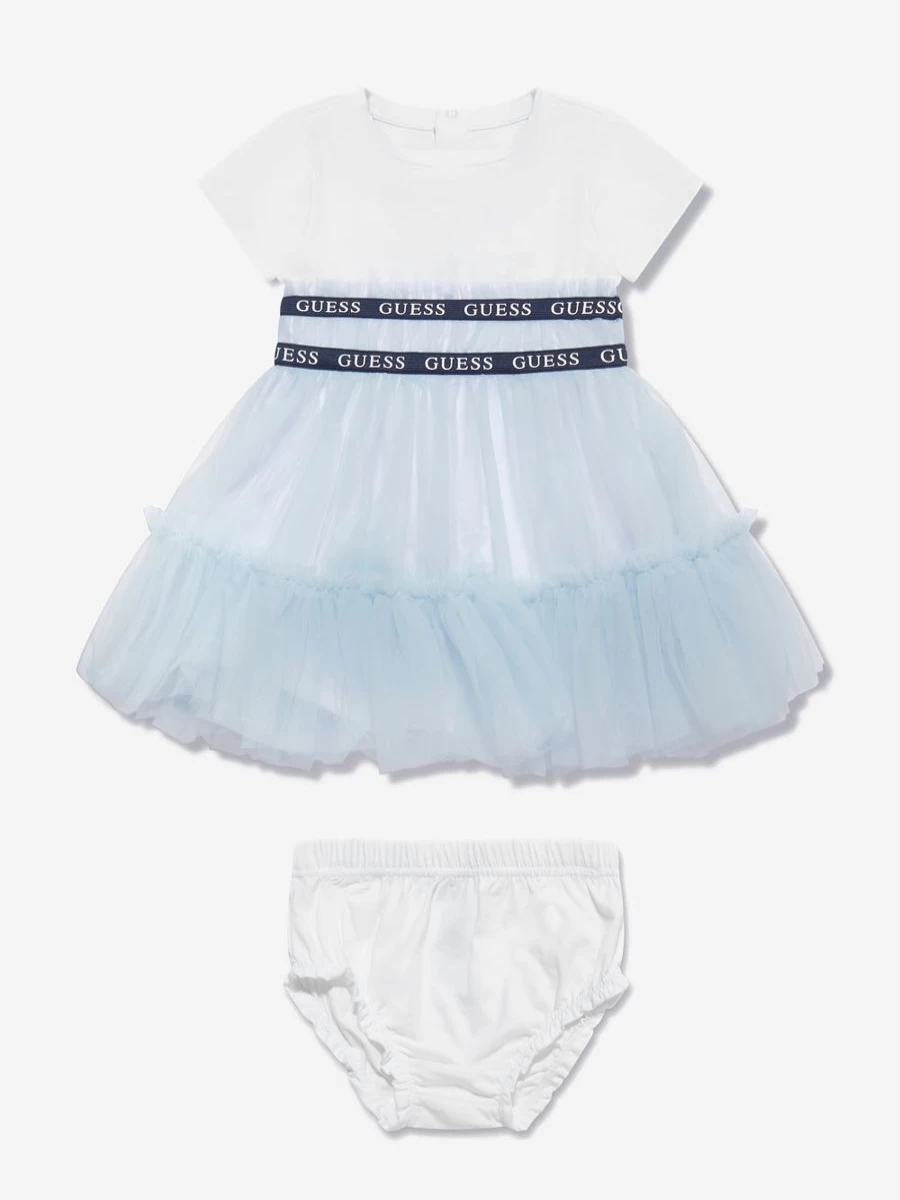 Guess Baby Girls White Dress with Bloomers - Adorable Outfit for Infants