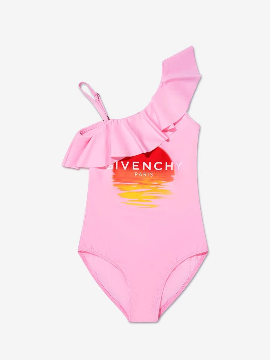 Givenchy Teen Girls Pink Sunset Print Swimming Costume - Stylish One-Piece Bathing Suit