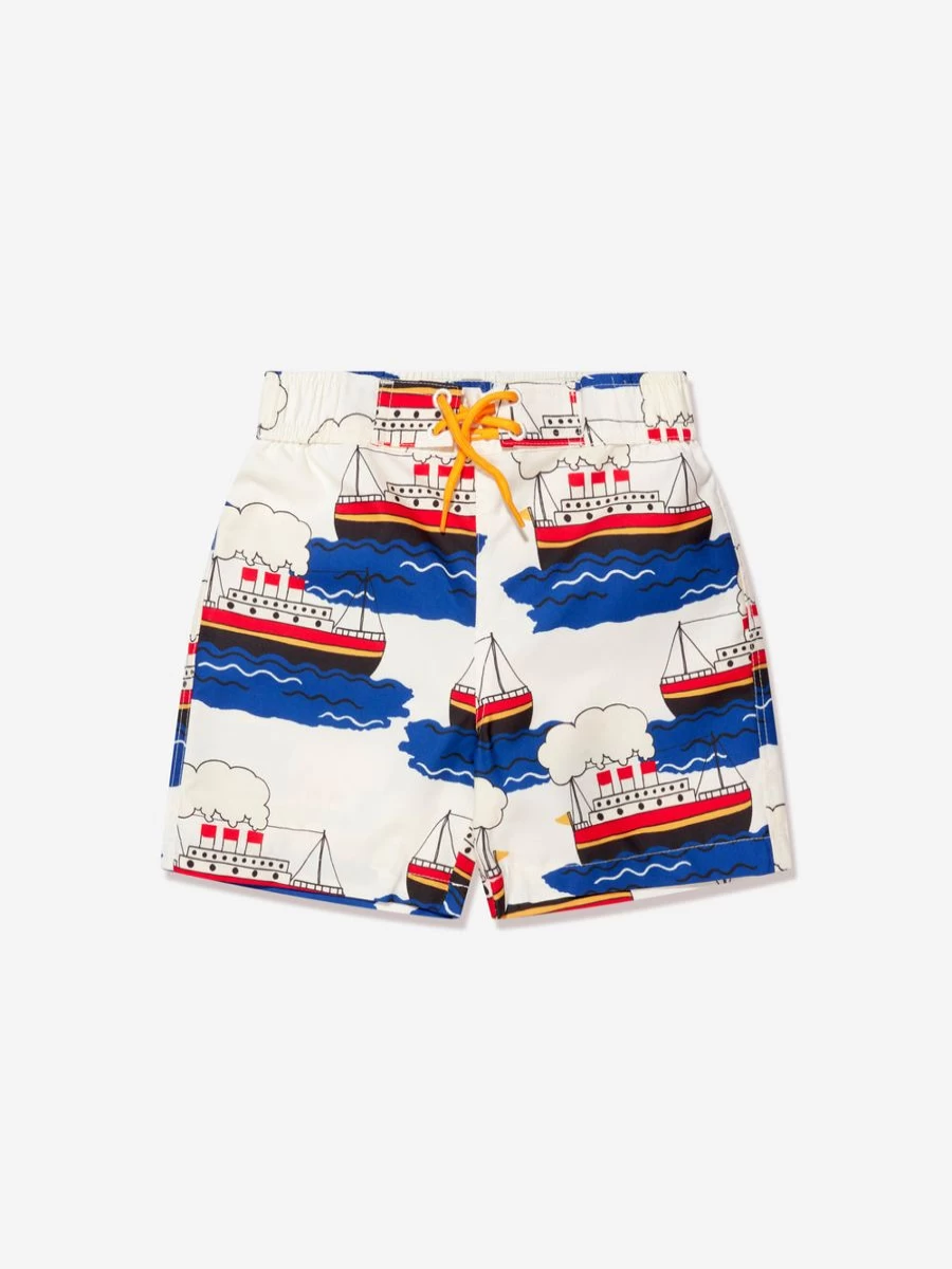 Mini Rodini Boys' Ferry Swim Shorts - Colorful Quick-Dry Beach Shorts for Kids