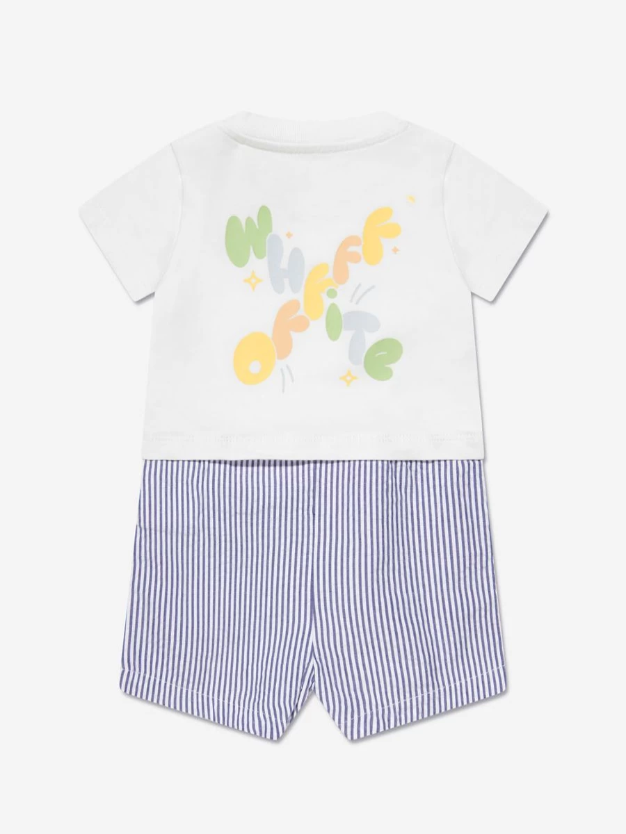 Off-White Baby Boys Playful White Romper - Trendy & Comfortable Mix Outfit