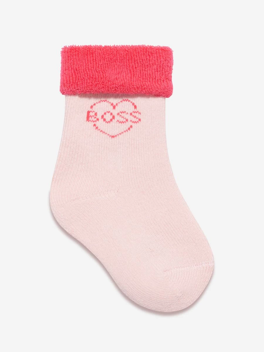 BOSS Baby Girls 2-Pack Pink Socks Set - Soft Cotton Ankle Socks for Infants & Toddlers
