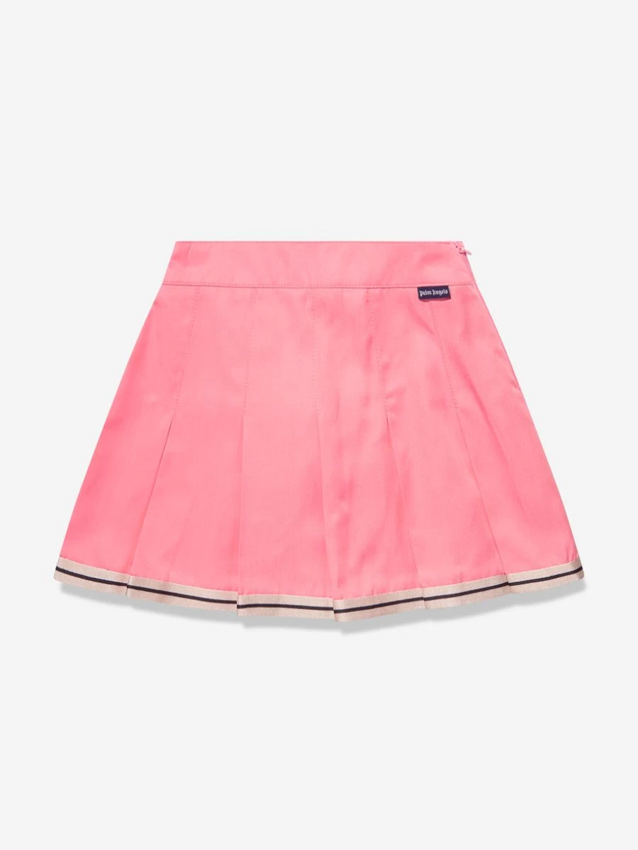 Palm Angels Girls Pink Pleated Track Skirt for Athletic Wear