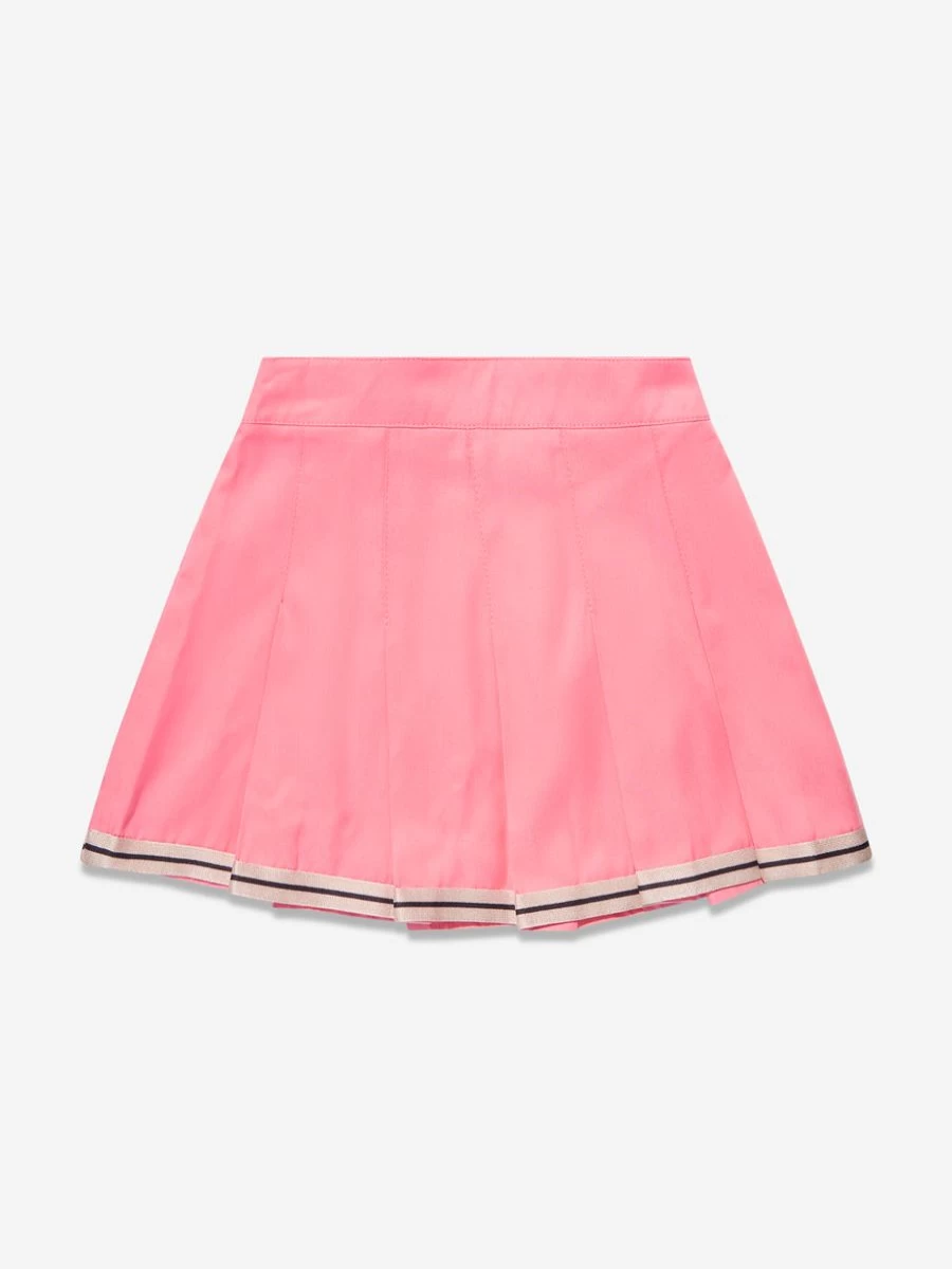 Palm Angels Girls Pink Pleated Track Skirt for Athletic Wear
