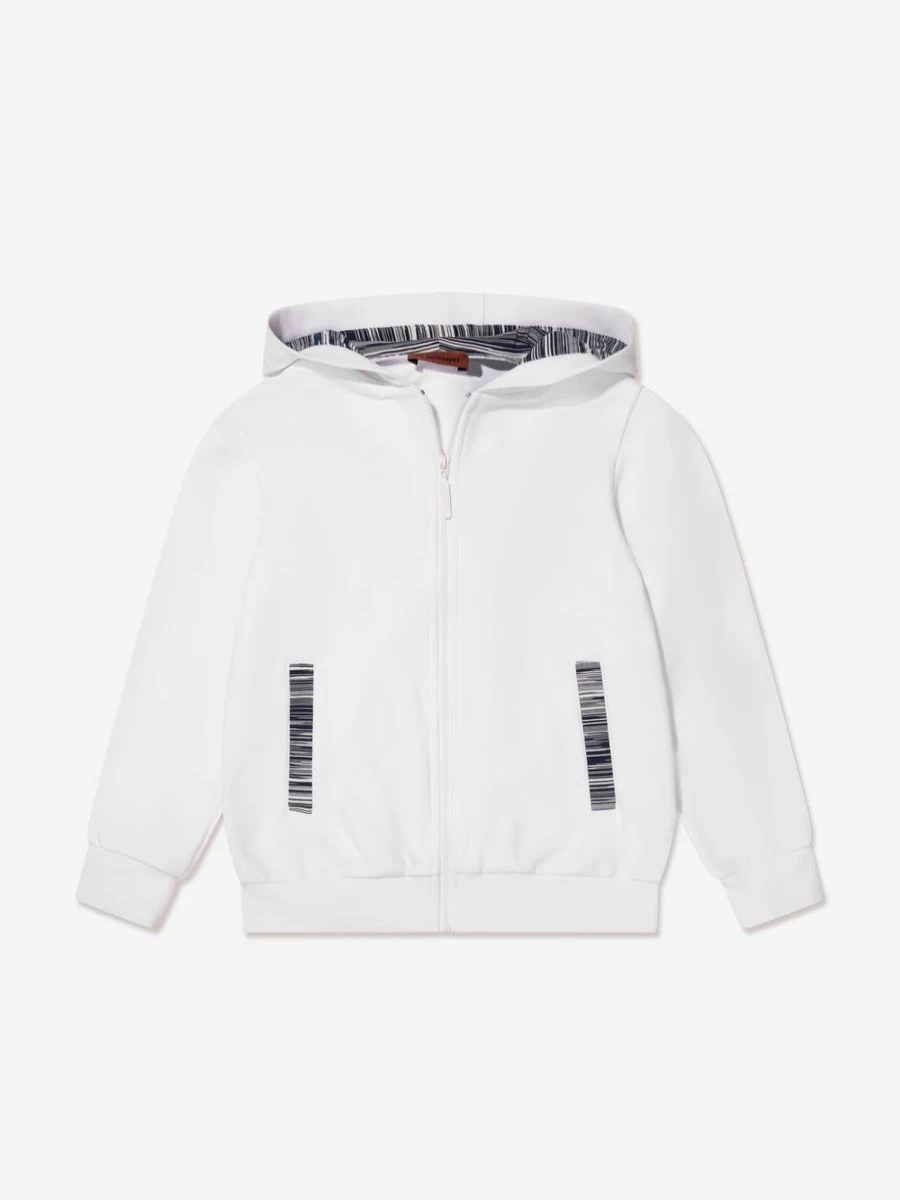 Missoni Boys White Zip-Up Hoodie for Kids - Stylish & Comfortable Pullover Jacket
