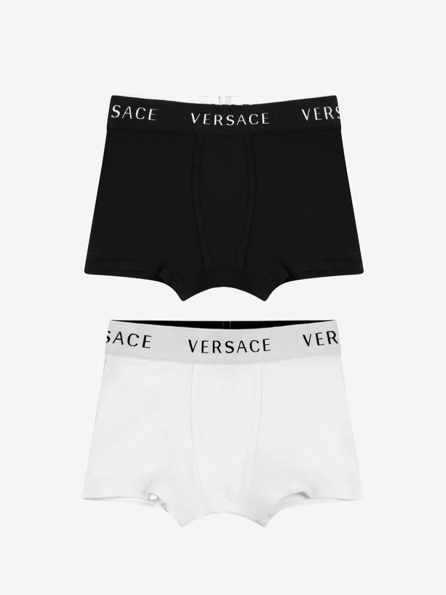 Versace Boys Cotton Boxer Shorts 2-Pack | Kids Underwear Set | Premium Comfort Briefs