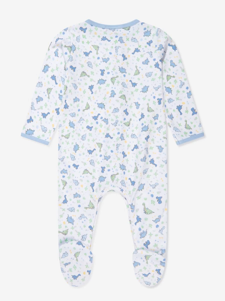 Magnolia Baby Boys Dinoland Dinosaur Print Babygrow - White Bodysuit for Infants