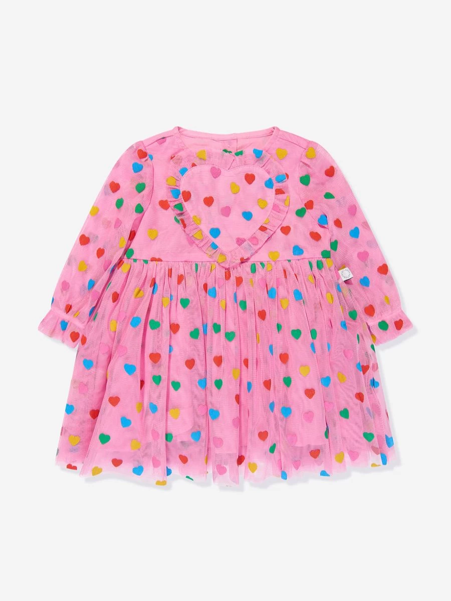 Stella McCartney Kids Pink Heart Print Dress for Baby Girls