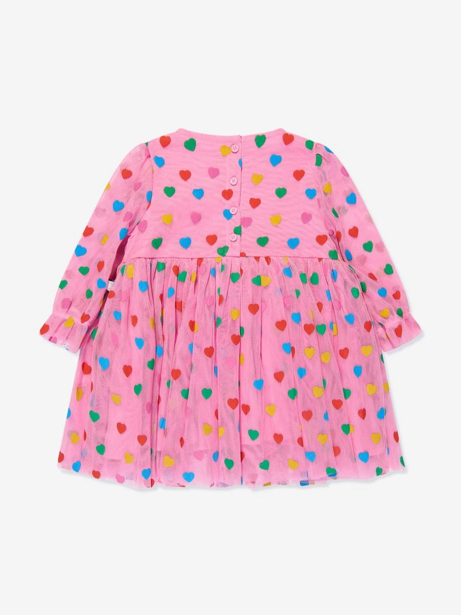 Stella McCartney Kids Pink Heart Print Dress for Baby Girls