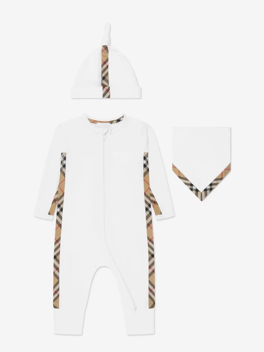 Burberry Kids Baby Boys' White Claude Romper Gift Set