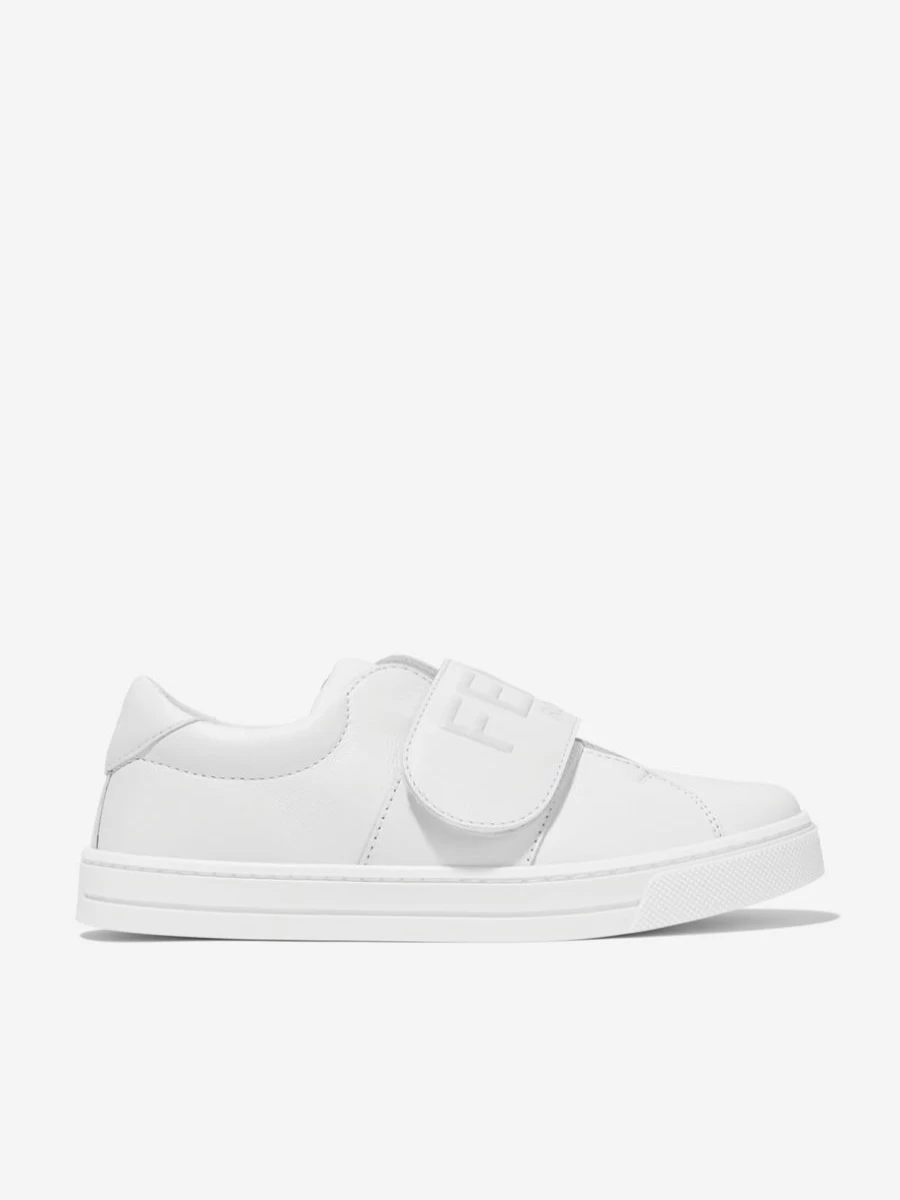 Fendi Kids Girls White Leather Logo Trainers - Stylish Comfort for Little Ones
