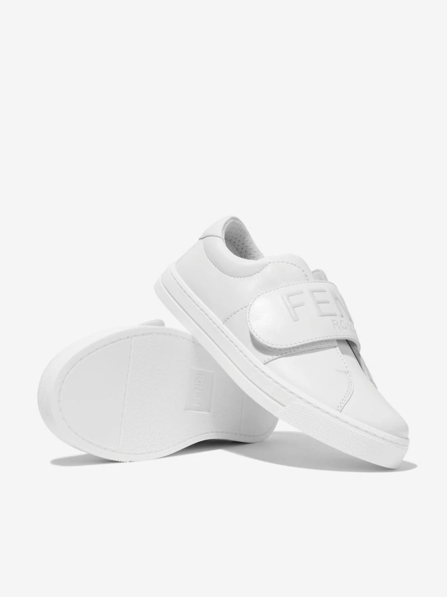 Fendi Kids Girls White Leather Logo Trainers - Stylish Comfort for Little Ones
