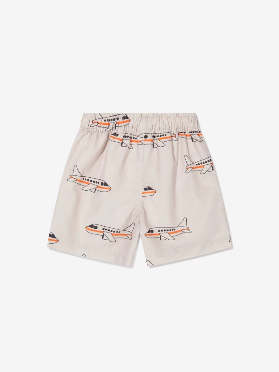 Mini Rodini Boys' Airplane Print Grey Swim Shorts for Kids