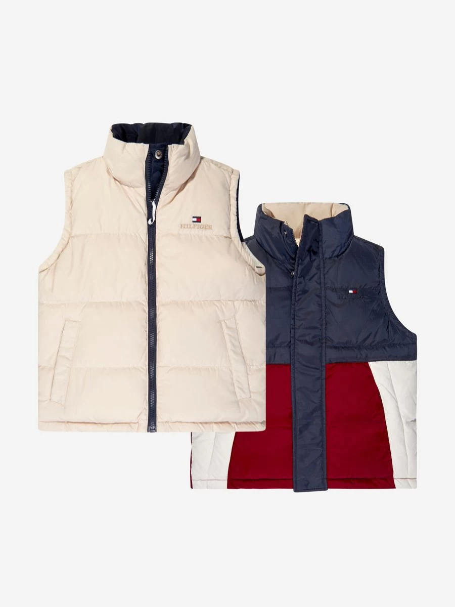 Tommy Hilfiger Boys Navy Reversible Down Vest for Kids
