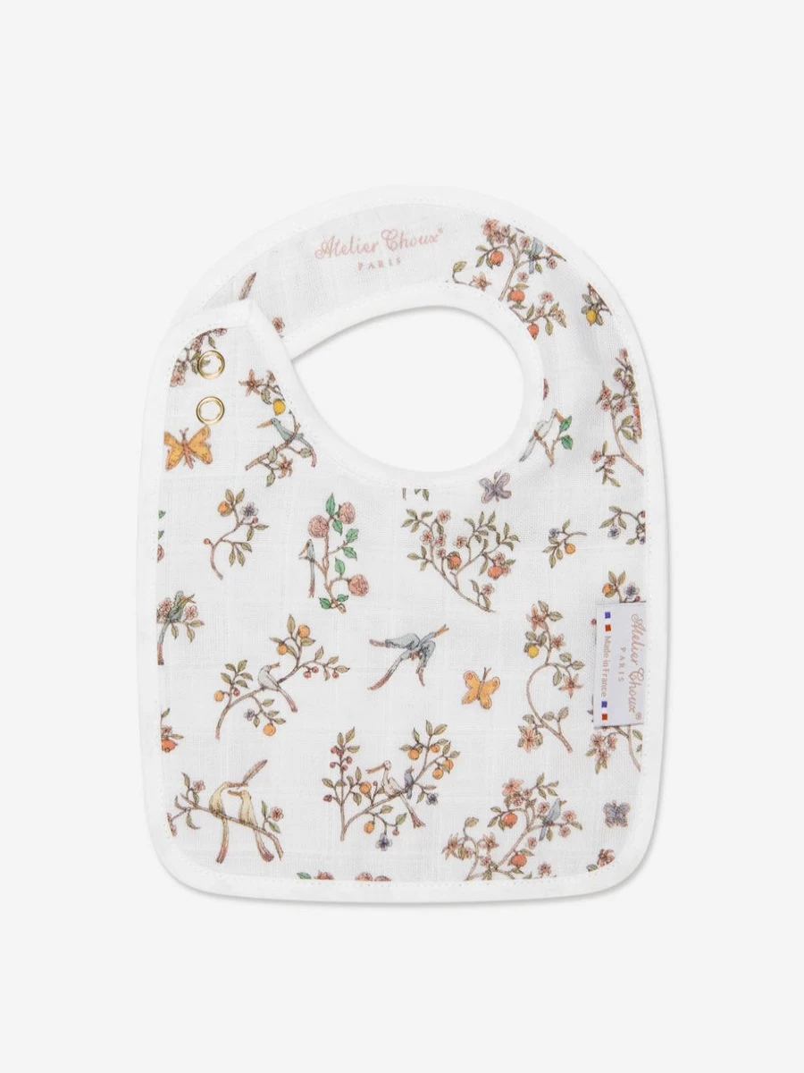 Atelier Choux Reversible Baby Bib - Pink Bloom Design for Girls