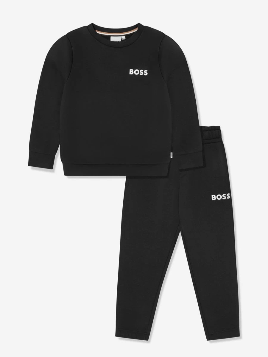 BOSS Teen Boys Black Logo Tracksuit - Stylish & Comfortable Athletic Set
