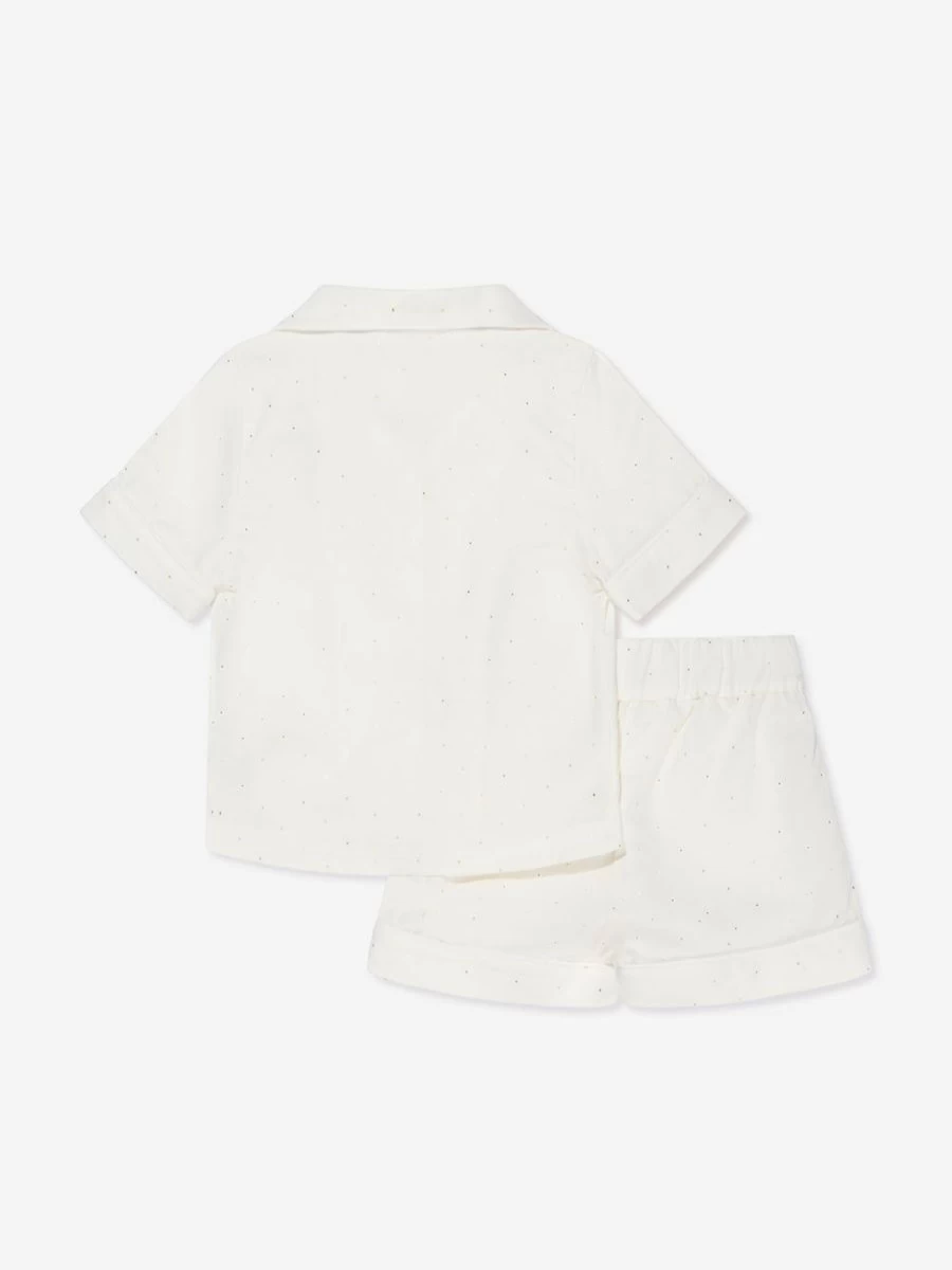 Chloé Girls Organic Cotton Short Pyjama Set - Ivory Summer Pajamas for Toddlers & Kids | Eco-Friendly Sleepwear