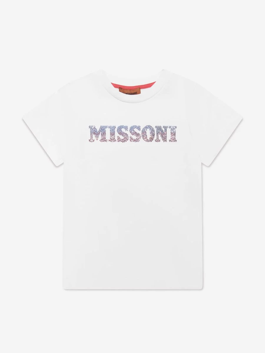 Missoni Teen Girls White Logo T-Shirt | Casual Cotton Top for Teens