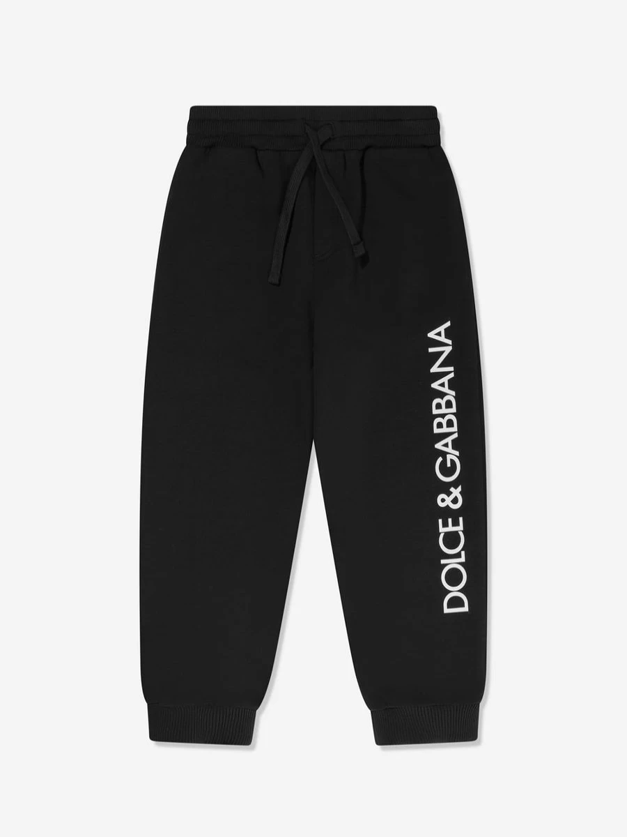 Dolce & Gabbana Kids Boys Black Logo Joggers Pants for Comfort & Style