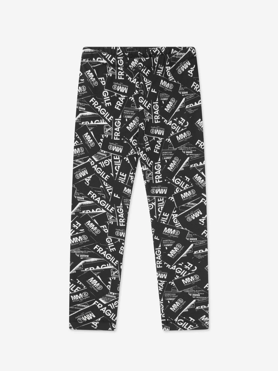 MM6 Maison Margiela Girls' Fragile Logo Print Leggings | High-Quality Kids Leggings
