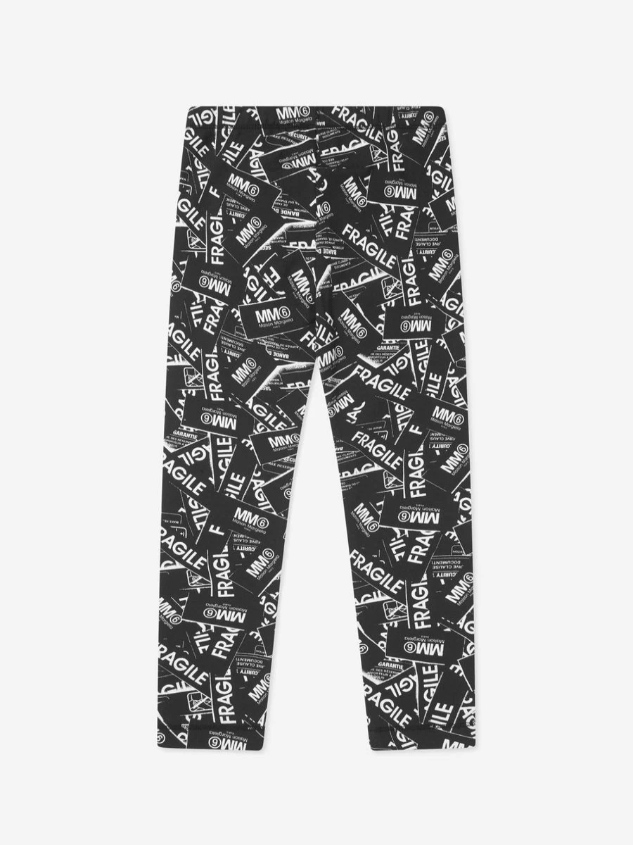 MM6 Maison Margiela Girls' Fragile Logo Print Leggings | High-Quality Kids Leggings