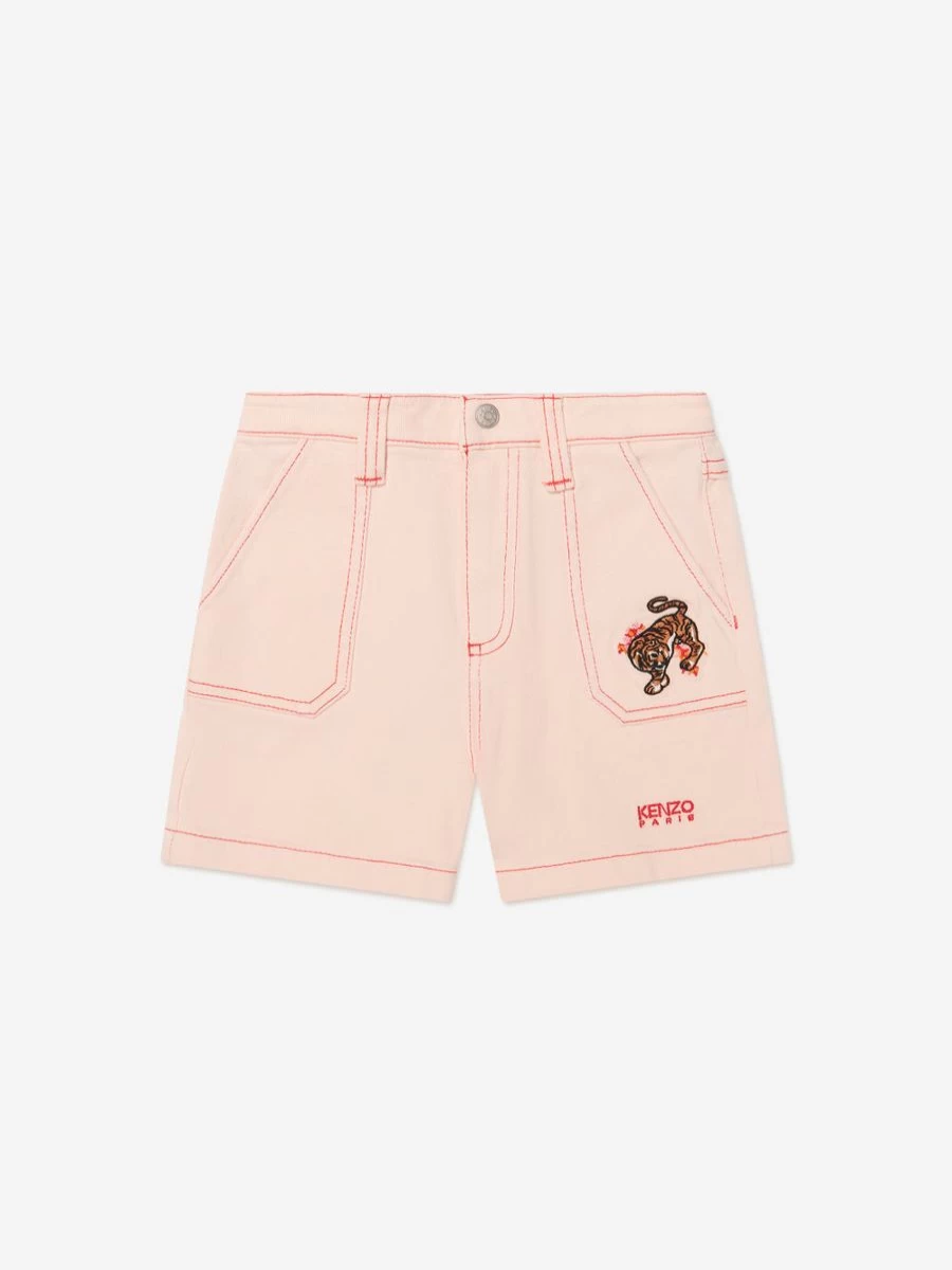 KENZO KIDS Teen Girls Pink Tiger Print Shorts | Stylish Casual Summer Shorts