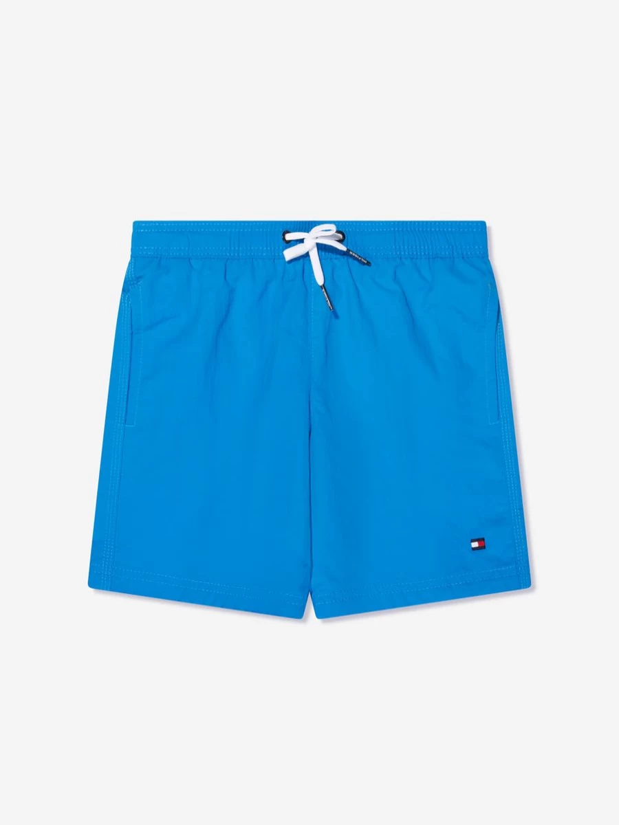 Tommy Hilfiger Teen Boys Medium Blue Drawstring Swim Shorts for Summer Beach Wear