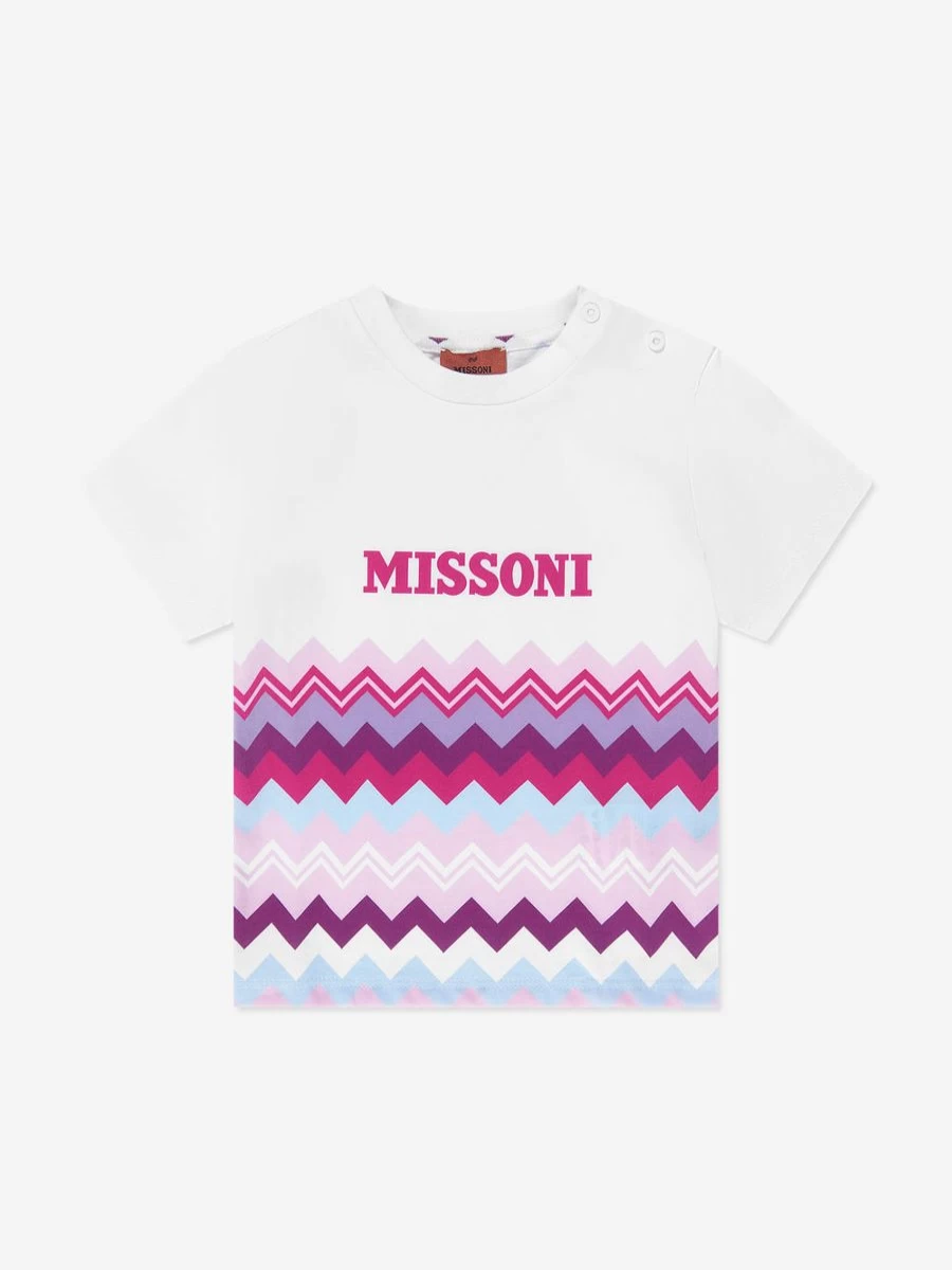 Missoni Girls' White Zigzag Print T-Shirt for Baby & Toddler