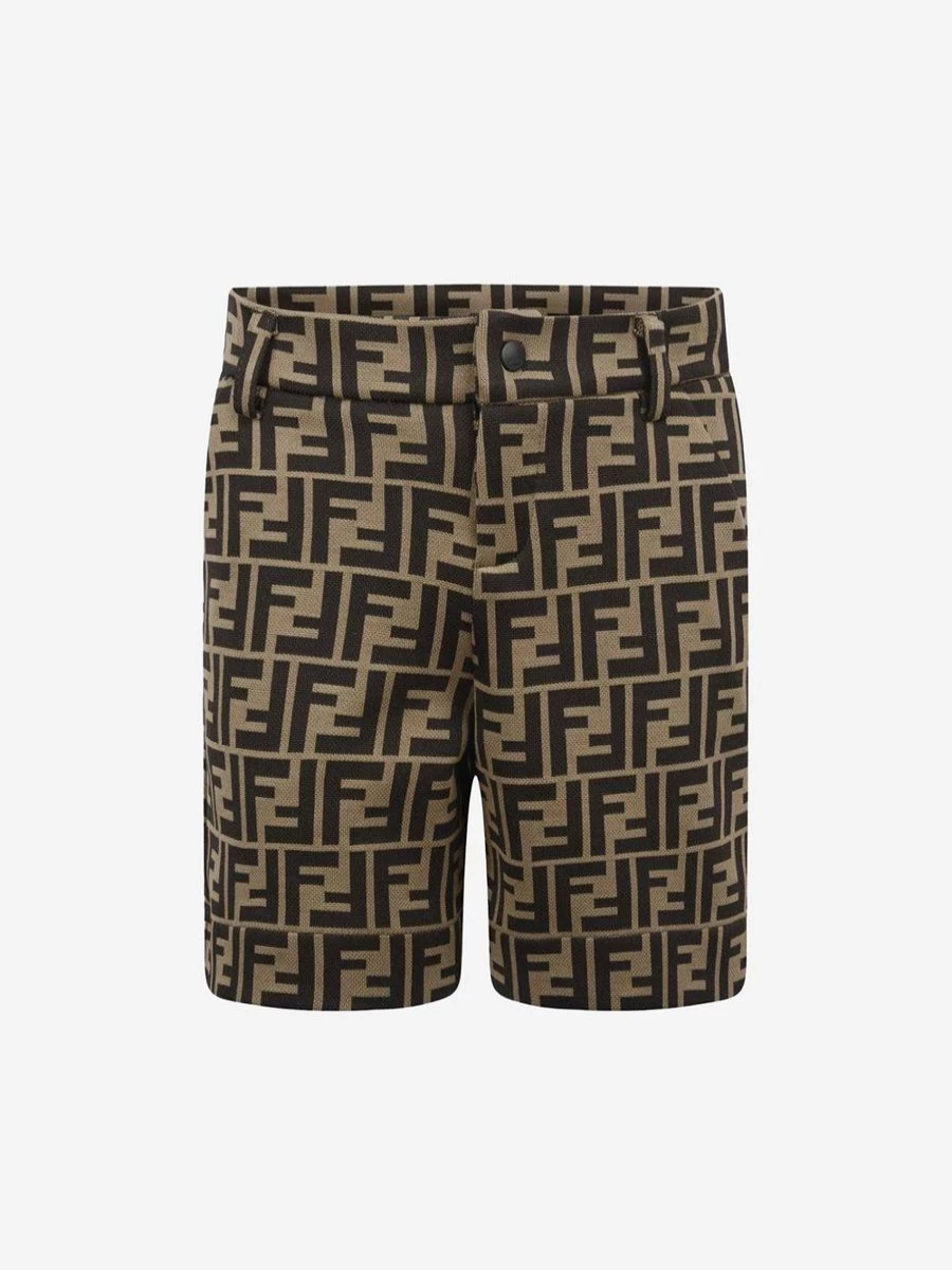 Fendi Kids Boys Brown FF Logo Trousers | Stylish Designer Pants for Toddlers