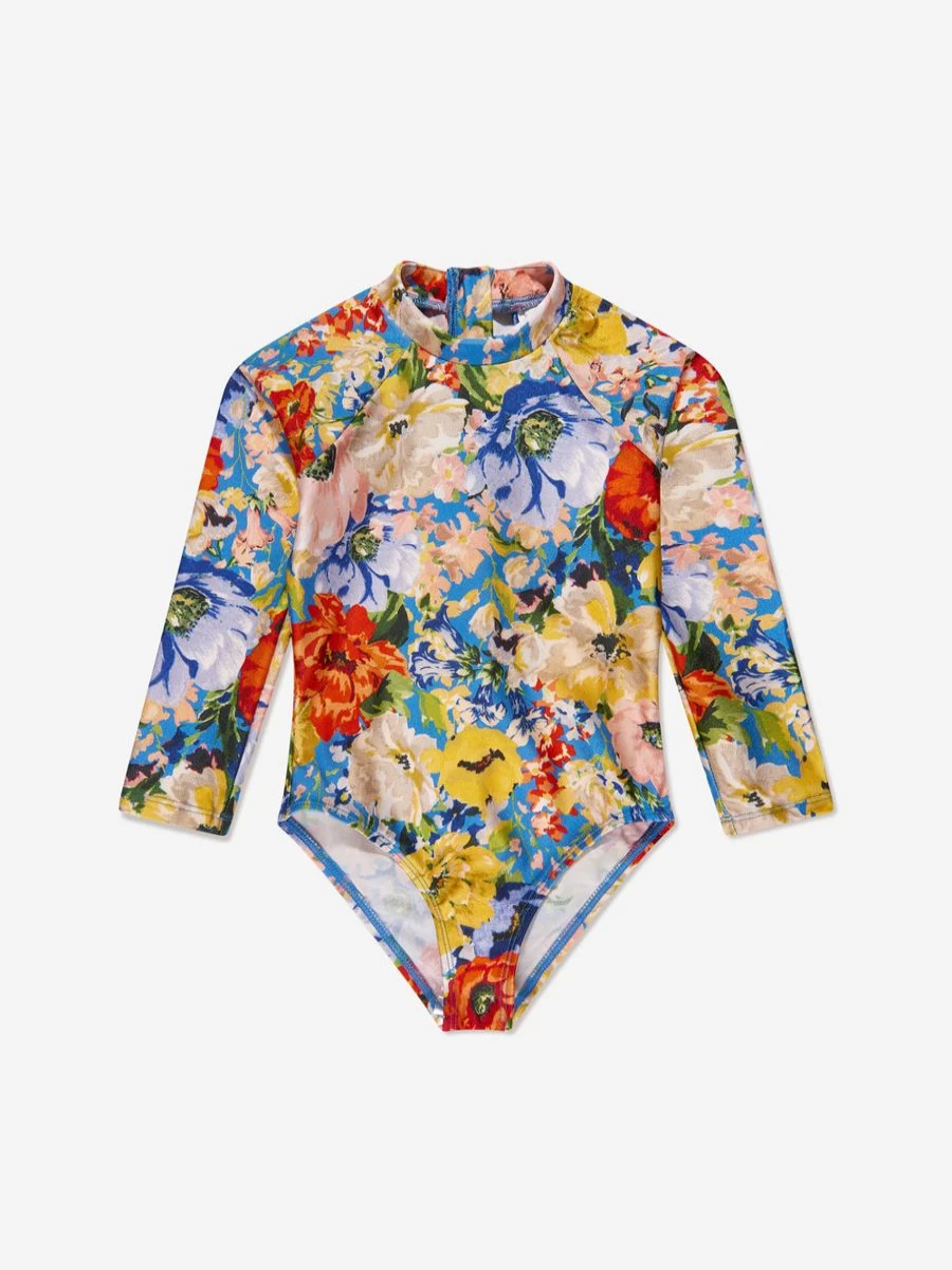 Zimmermann Girls Alight Long Sleeve Swimsuit - Multicolored UV Protection Swimwear for Kids