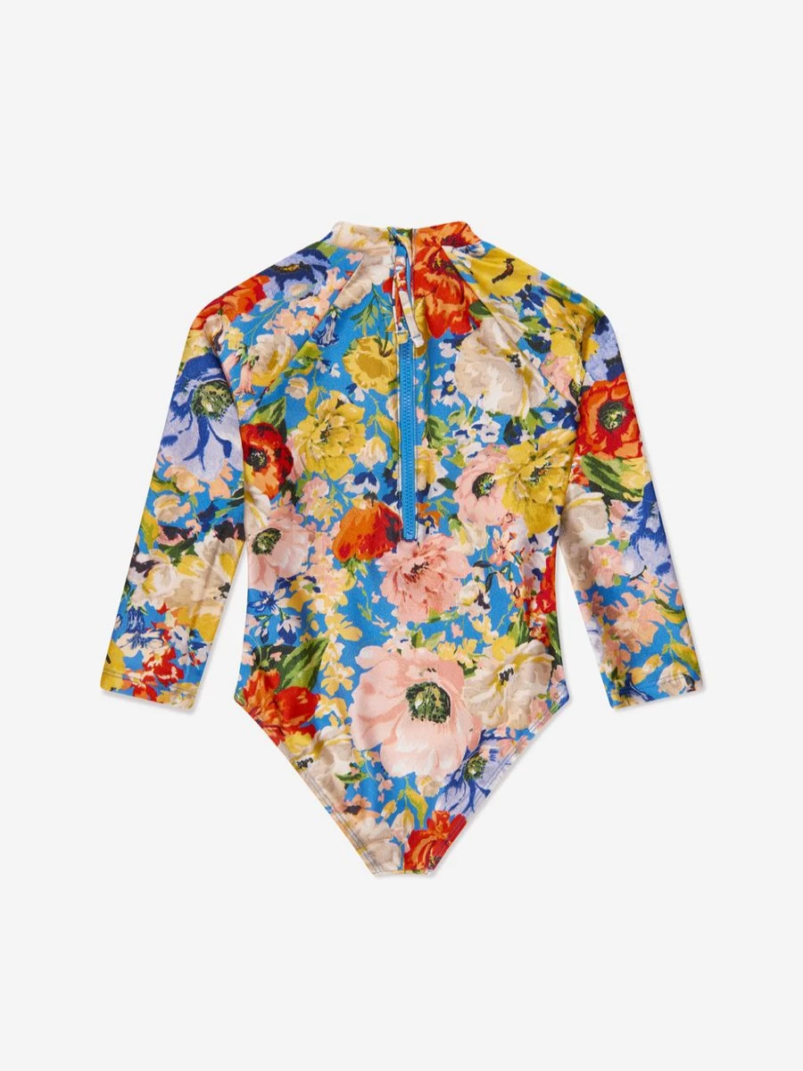 Zimmermann Girls Alight Long Sleeve Swimsuit - Multicolored UV Protection Swimwear for Kids