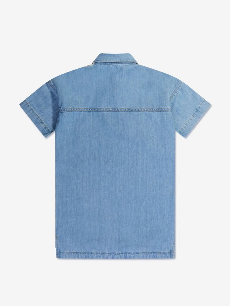 Palm Angels Teen Blue Chambray Shirt Dress for Girls - Casual Track Style