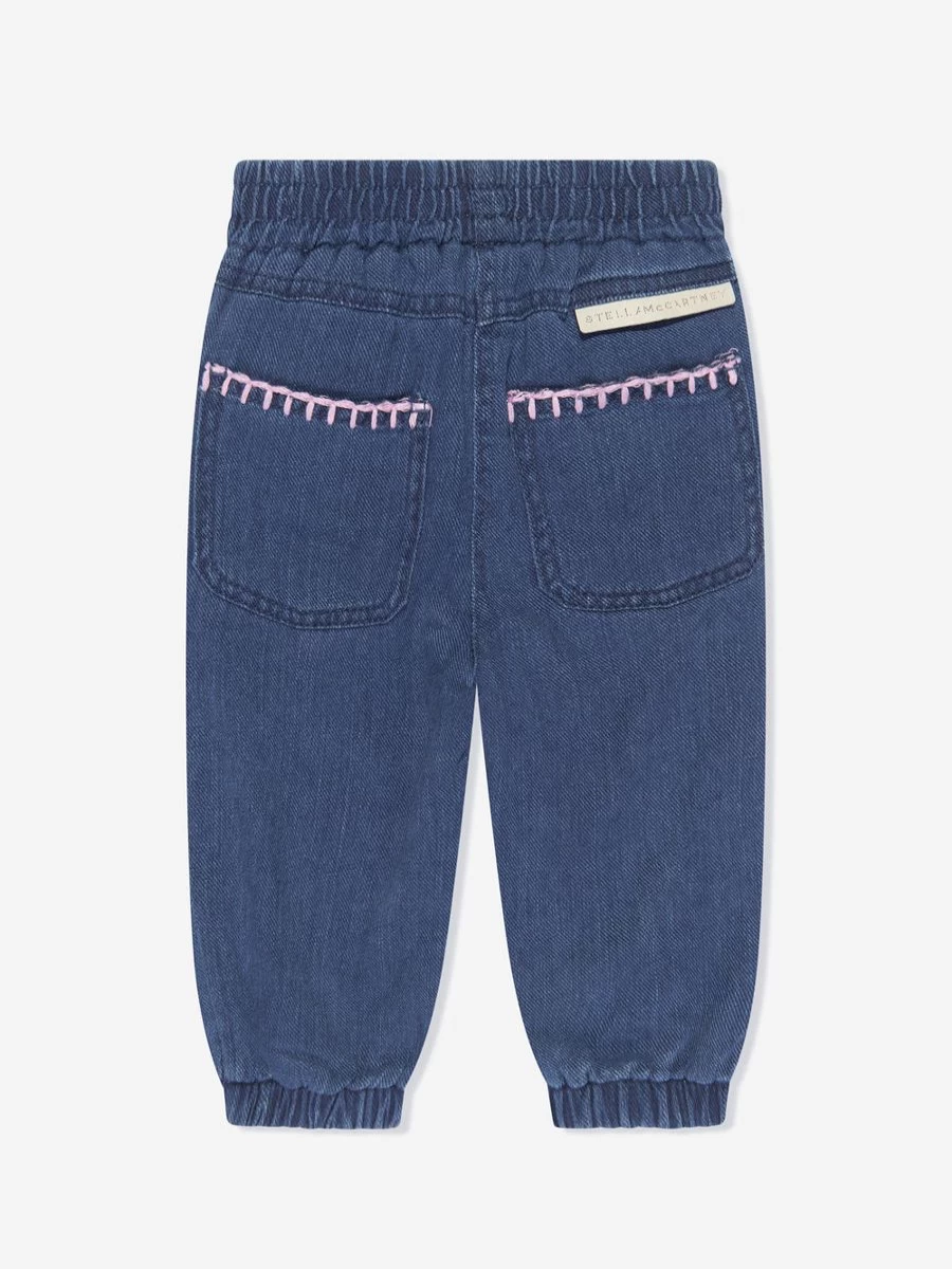 Stella McCartney Kids Girls Blue Floral Embroidered Jeans for Toddlers