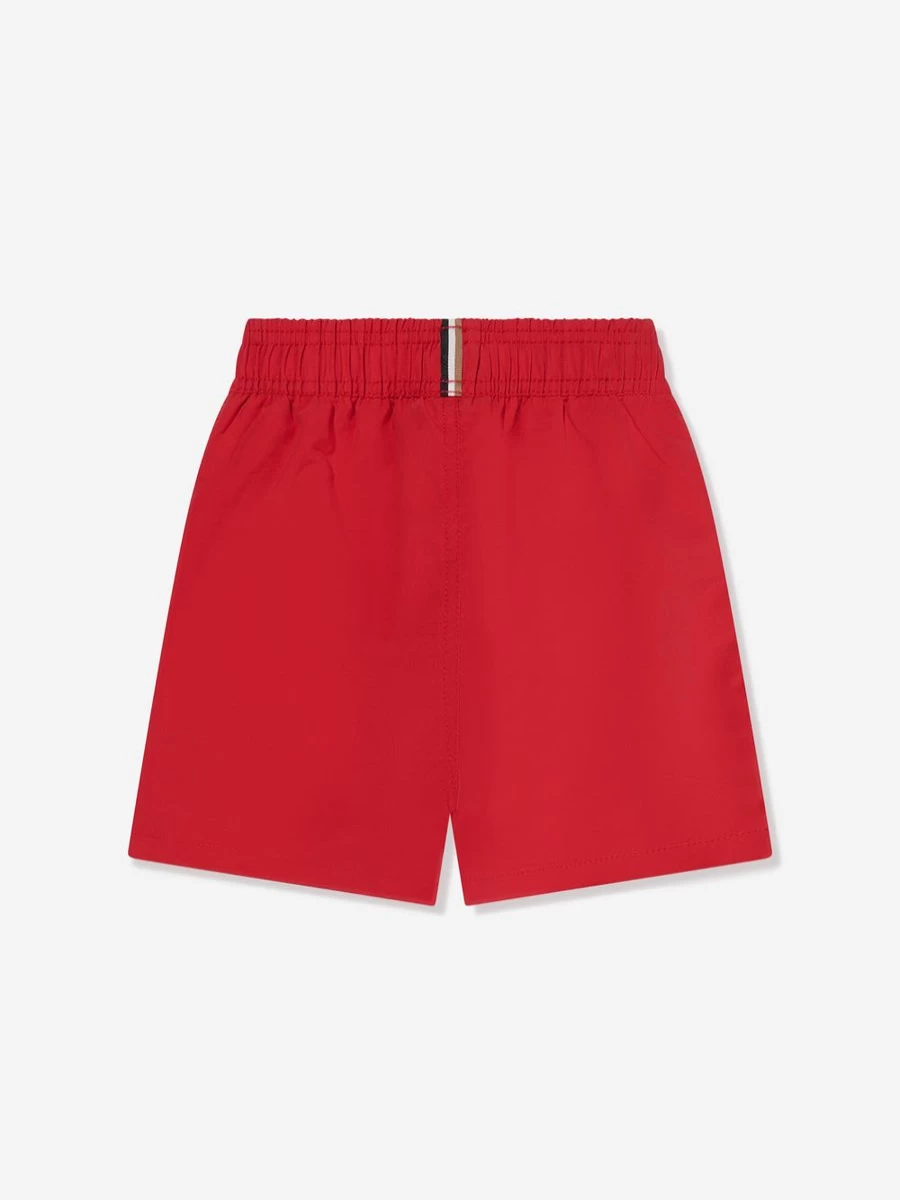 BOSS Teen Boys' Red Logo Swim Shorts for Active Water Sports
