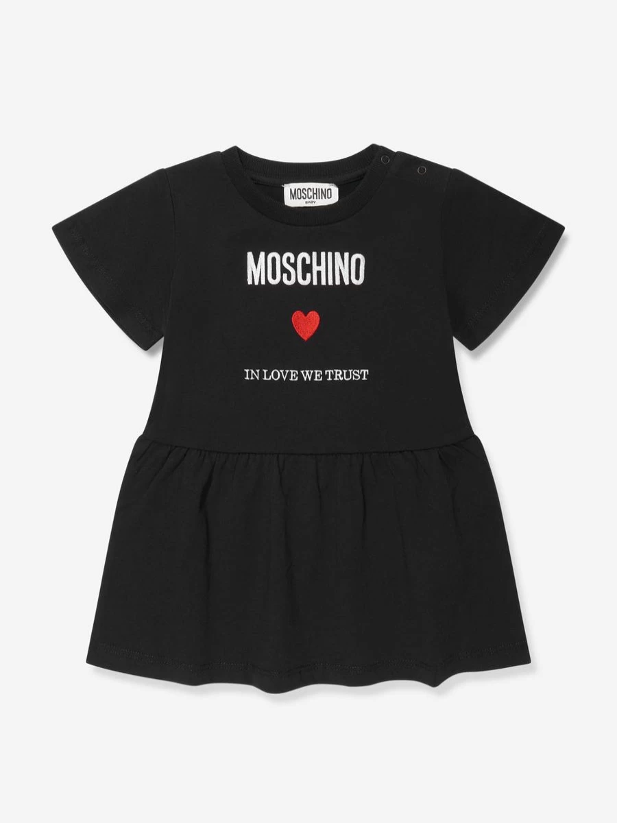 Moschino Kids Baby Girls Black Logo Jersey Dress
