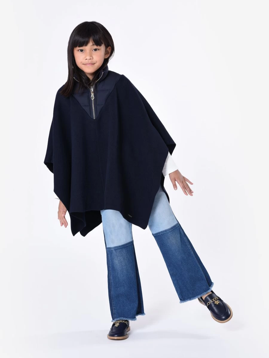 Chloé Girls' Blue Contrast Denim Trousers for Stylish Comfort