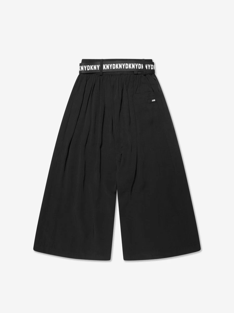 DKNY Girls Black Pleated Cropped Trousers for Stylish Outfits