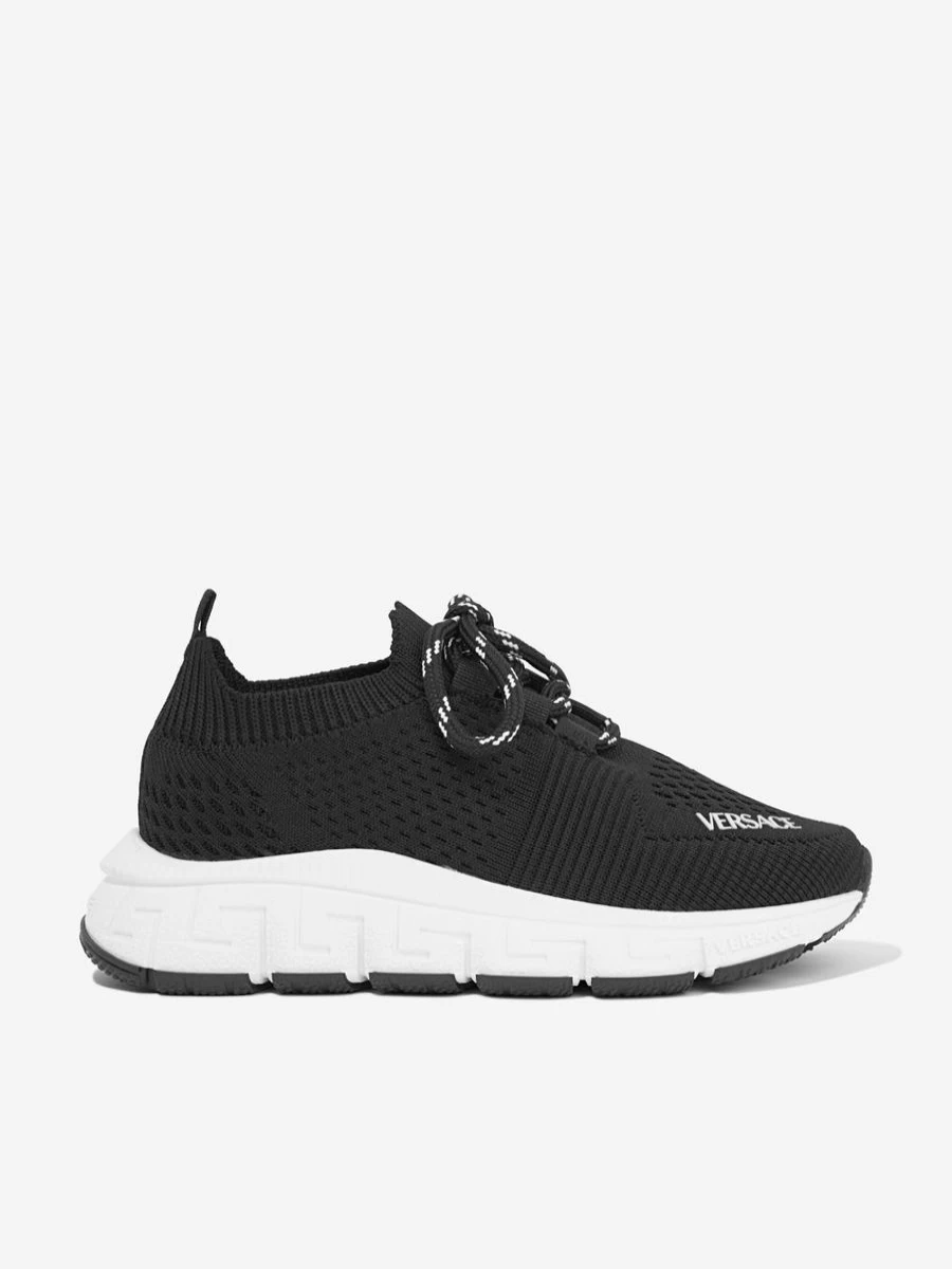 Versace Kids Black Logo Slip-On Trainers for Teens