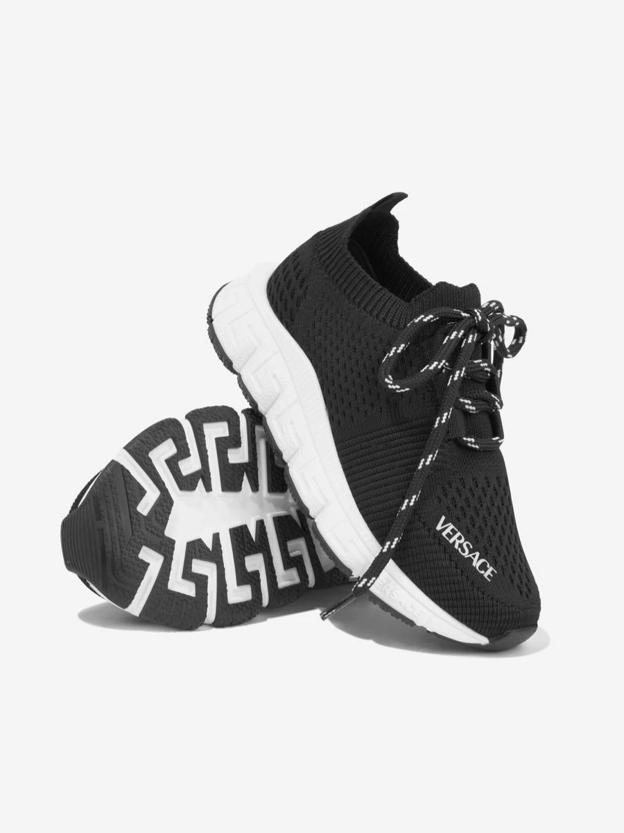 Versace Kids Black Logo Slip-On Trainers for Teens