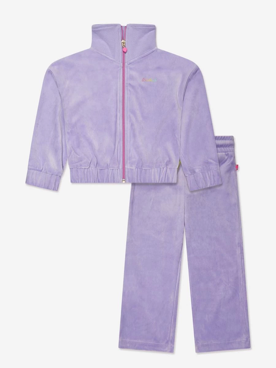 Billieblush Girls Purple Velour Tracksuit - Soft & Stylish Outfit
