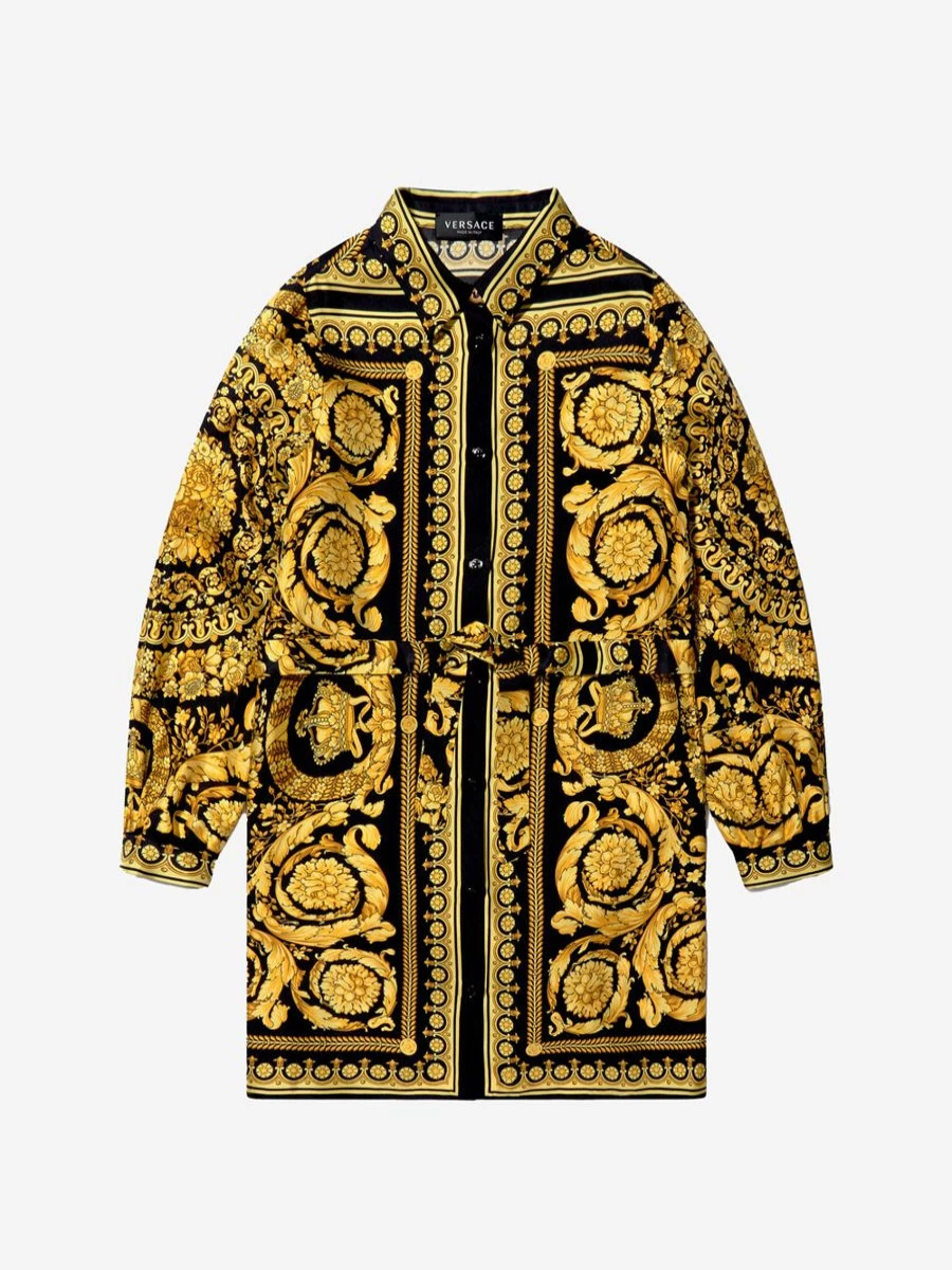Versace Teen Baroque Print Shirt Dress - Stylish Designer Outfit for Girls