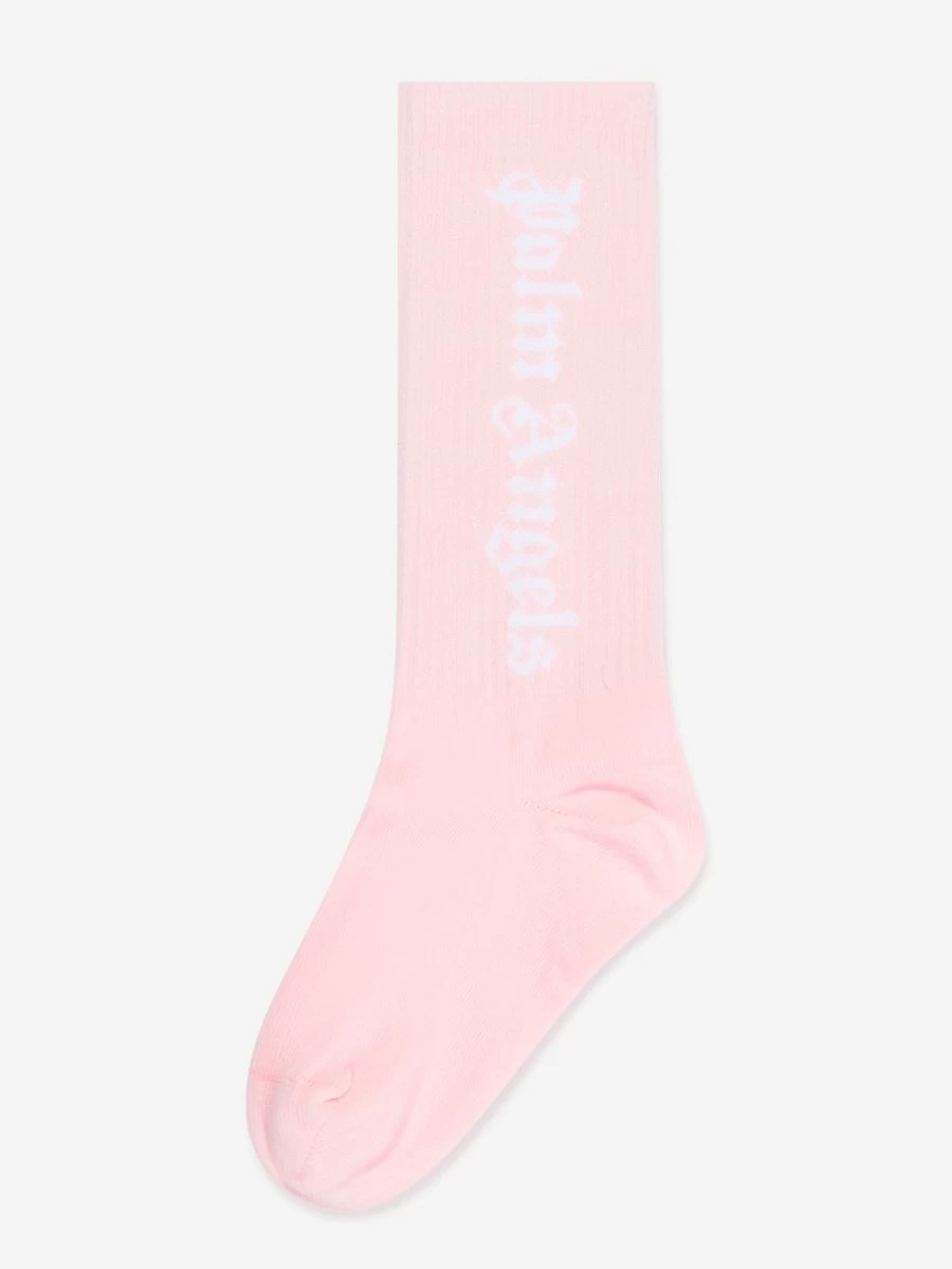 Palm Angels Girls Pink Logo High Socks for Fashion & Comfort