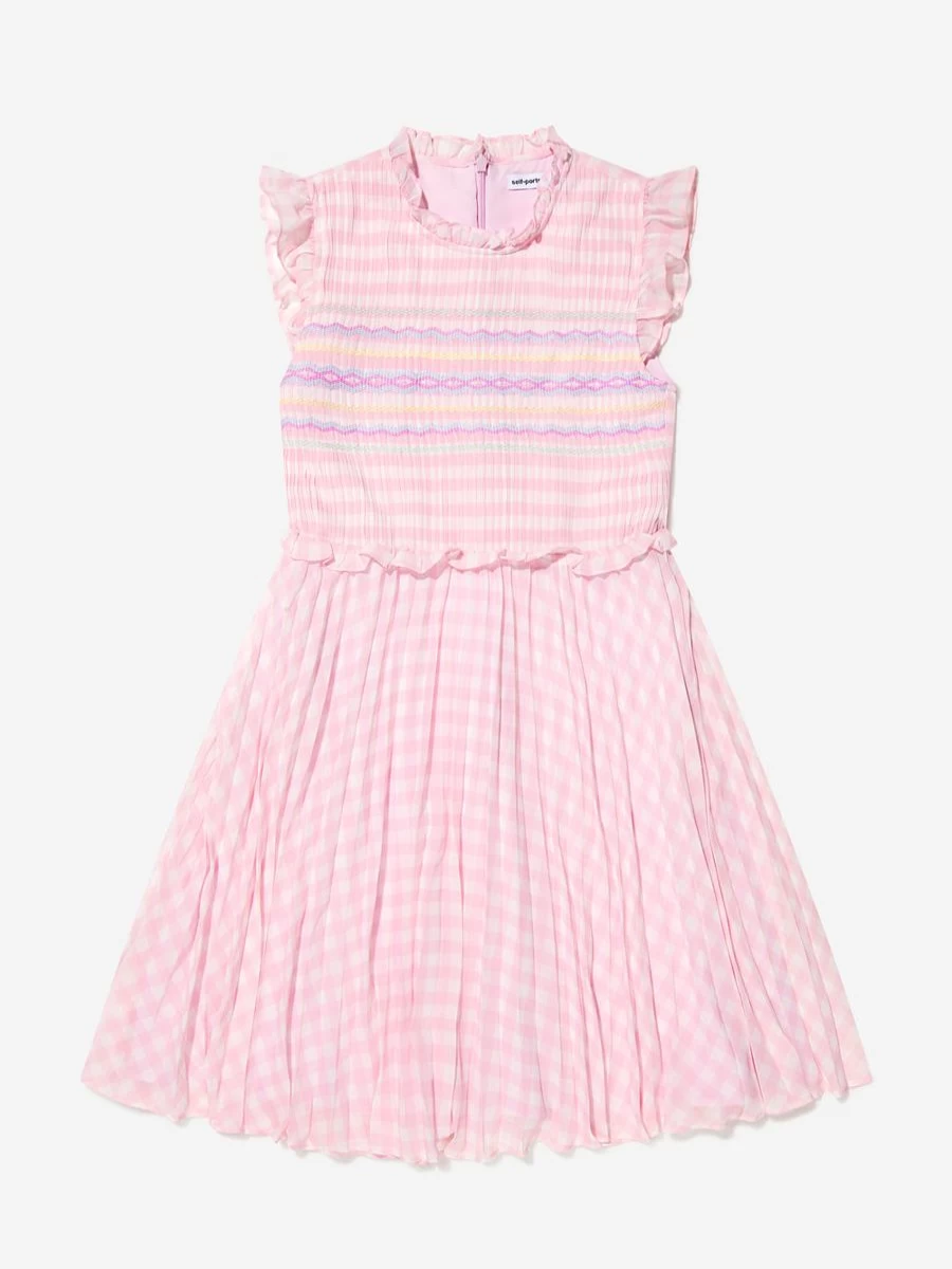 Self Portrait Girls Gingham Print Smocked Dress - Floral Summer Dress for Girls by Childsplay Clothing