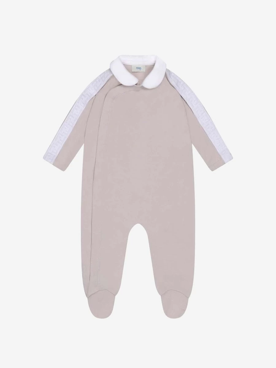 Fendi Kids Baby Romper Gift Set - 3-Piece Beige Outfit for Infants | Luxurious Baby Clothing