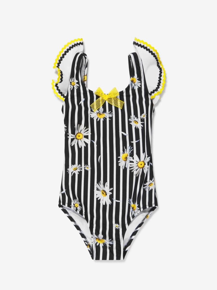 "Nessi Byrd Teen Girls' UV50 Sun Protection Striped Daisy Print Ornella Swimsuit"