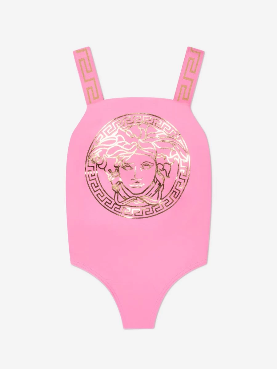 Versace Teen Girls Pink Medusa Logo One-Piece Swimming Costume