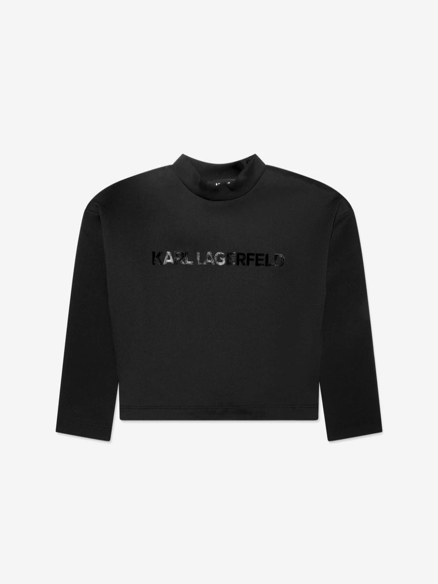 Karl Lagerfeld Girls Black Logo Print Sweatshirt