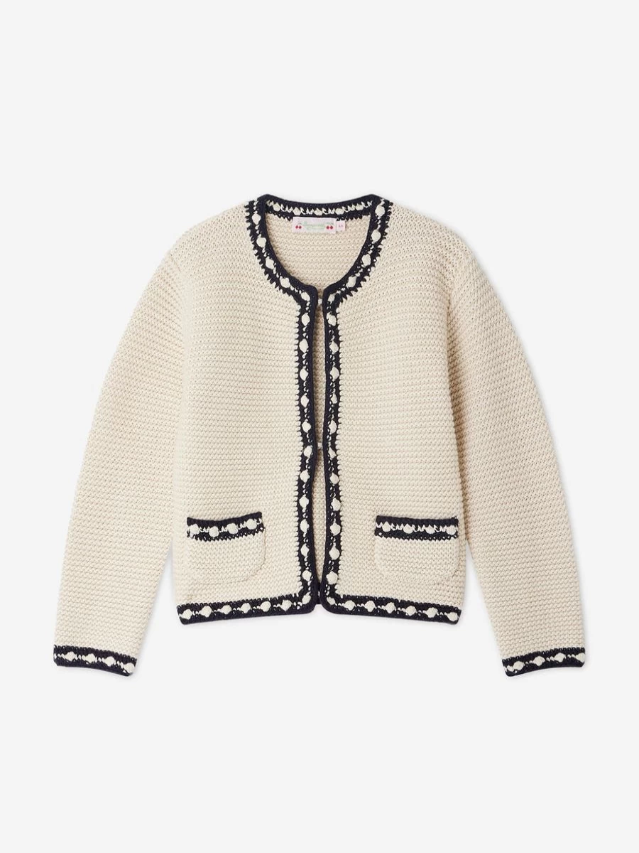 Bonpoint Girls Ivory Fanette Cardigan – Luxurious Knitwear for Kids