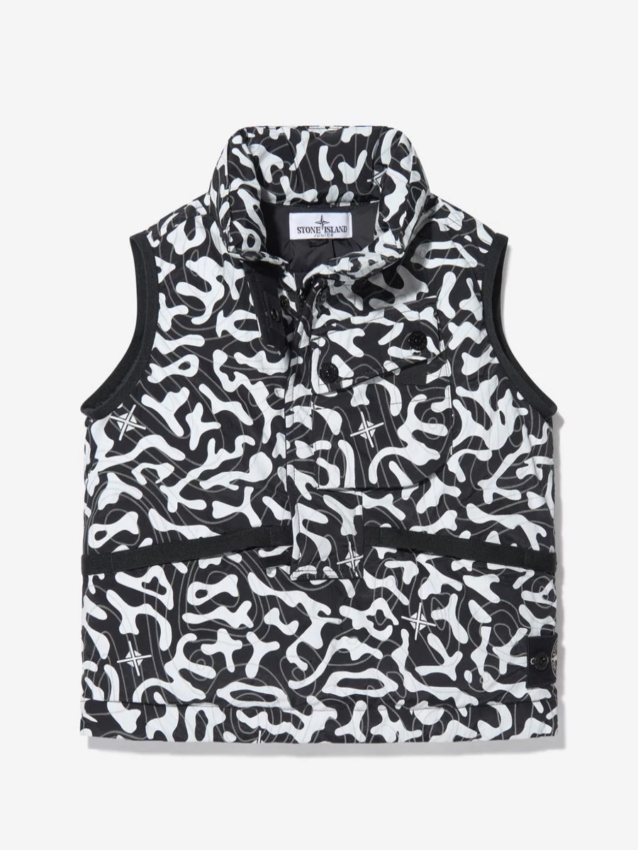 Stone Island Junior Boys' Down-Filled Monogram Padded Vest | Winter Warm Gilet for Kids